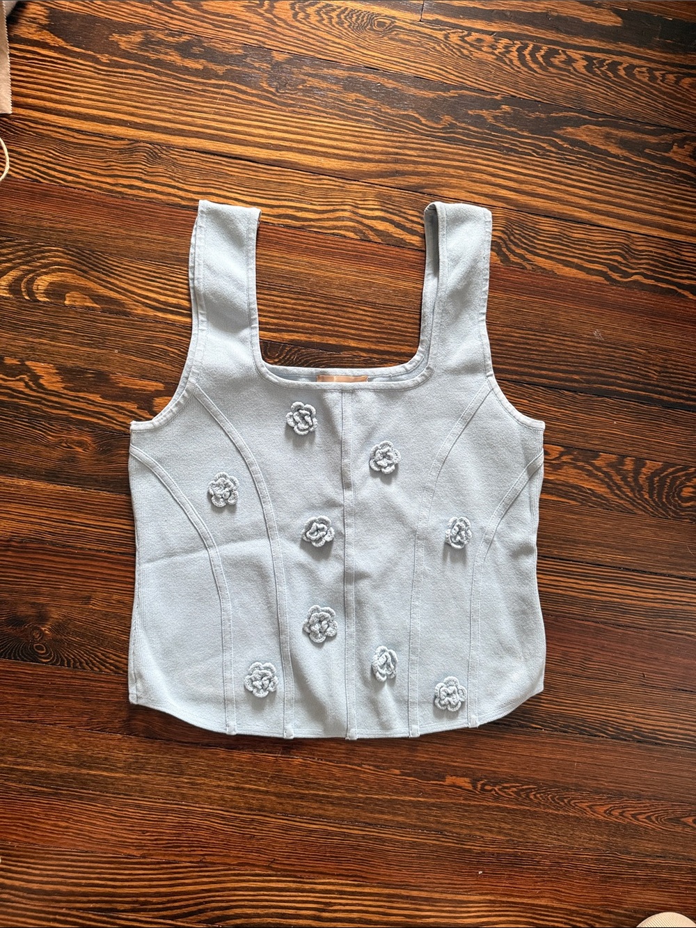 Bailey 44 White Floral Appliqué Square-Neck Tank